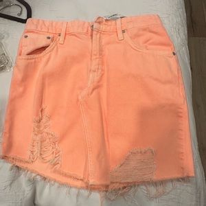 Zara ripped mini skirt light orange